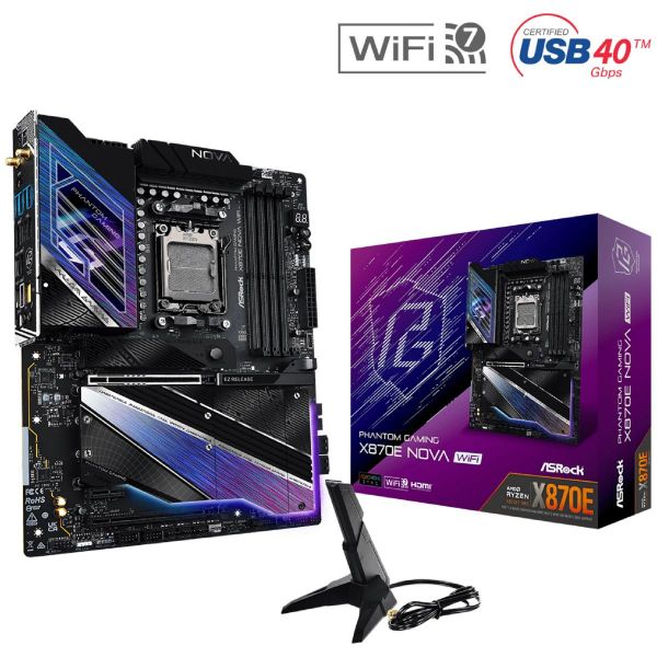 Imagen de Motherboard Asrock X870e Nova Wifi Am5
