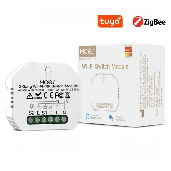 Imagen de Switch Oculto Cortina 2 Bot. Zigbee + Rf433 Tuya