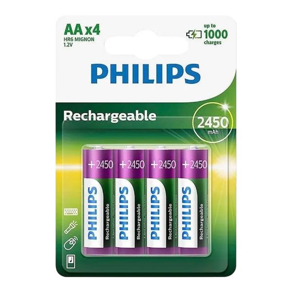 Imagen de Pila AA Recargable Philips R6b4a245/97 Pack x4 2450mAh