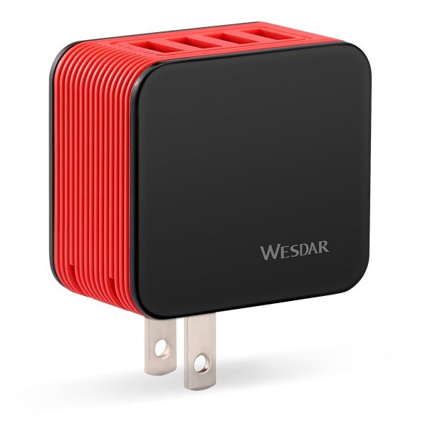 Imagen de Cargador Wesdar 4 Puertos Ac11 Black + Red