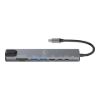 Imagen de Hub Unno Tipo C 8 En 1 Rj45 Hdmi Pd Usb-A Usb-C 3.0 Sd Micro Sd